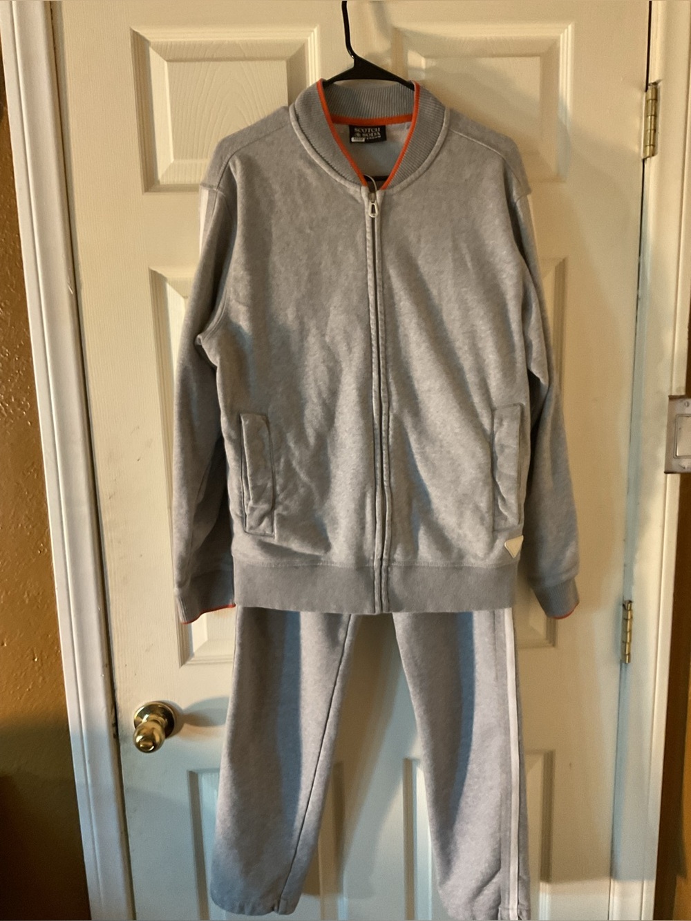 Scotch & Soda Light Gray Sweatpants & Jogger Set with Orange Trim